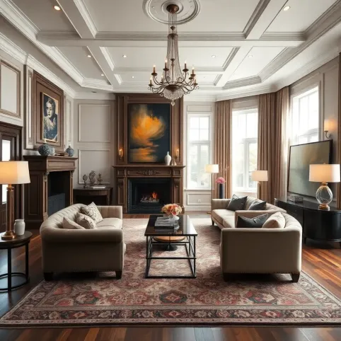 Salon styl klasyczny z nowoczesnym