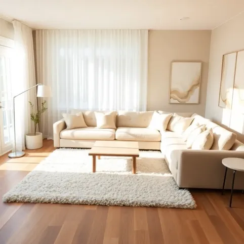 Salon w beżach i bieli