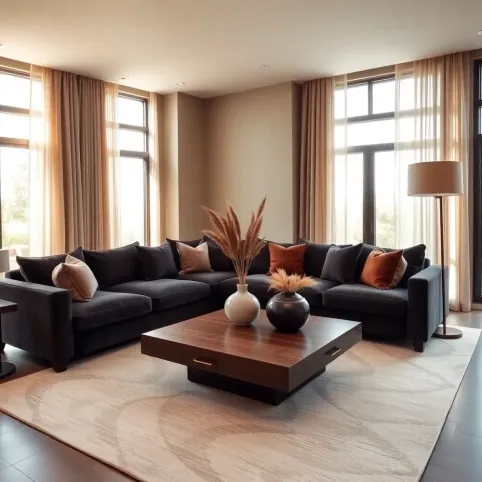 Salon w brązie i szarości