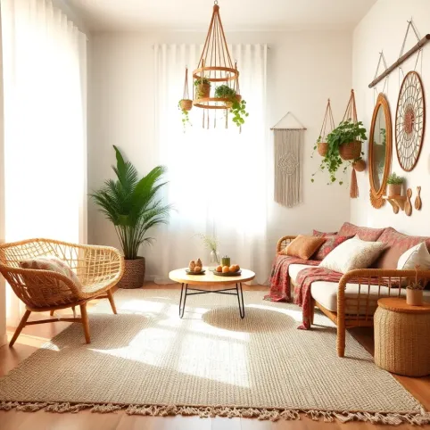 Salon w stylu boho inspiracje
