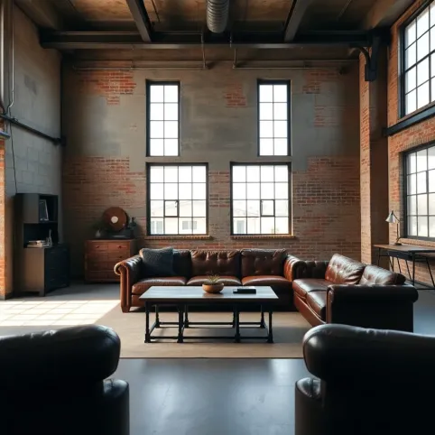 Salon w stylu industrialnym