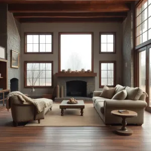 Salon w stylu rustykalnym