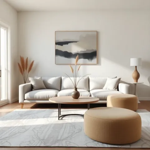 Salon w szarościach i beżach