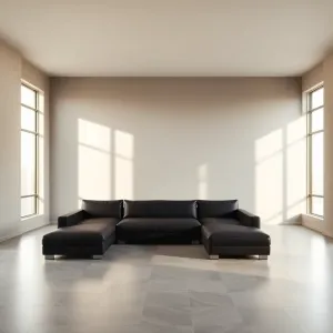 Salon z czarnym narożnikiem