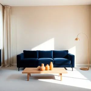 Salon z granatową kanapą inspiracje