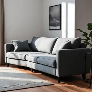 Salon z szarą kanapa