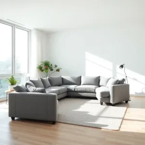 Salon z szarym narożnikiem