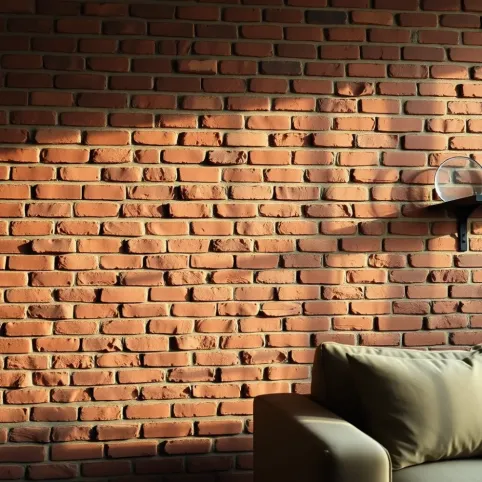 Ściana z cegły w salonie