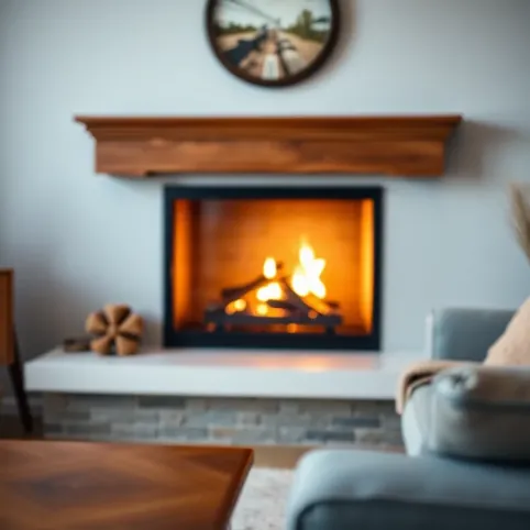 Ściana z kominkiem w salonie