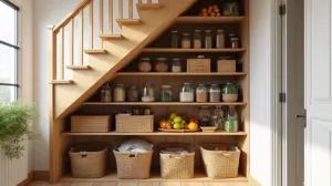 Spiżarnia pod schodami aranżacje