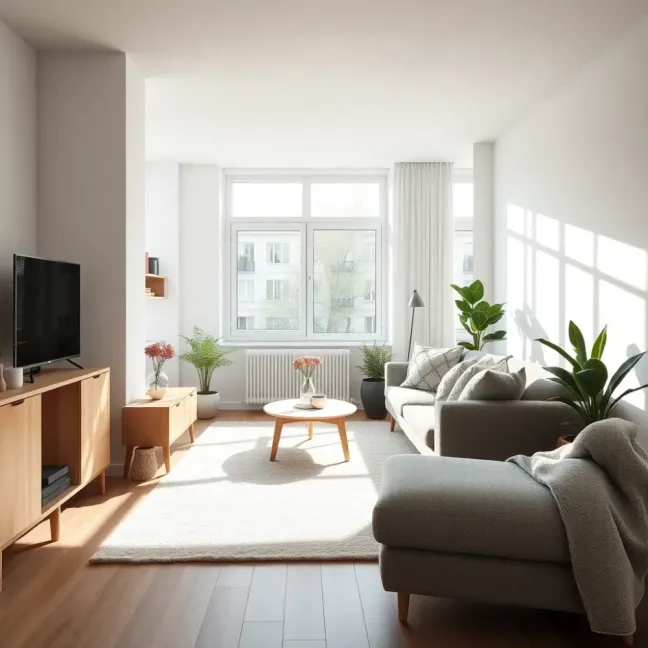 Styl skandynawski salon w bloku