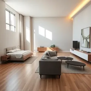 Sypialnią i salon w jednym aranżację