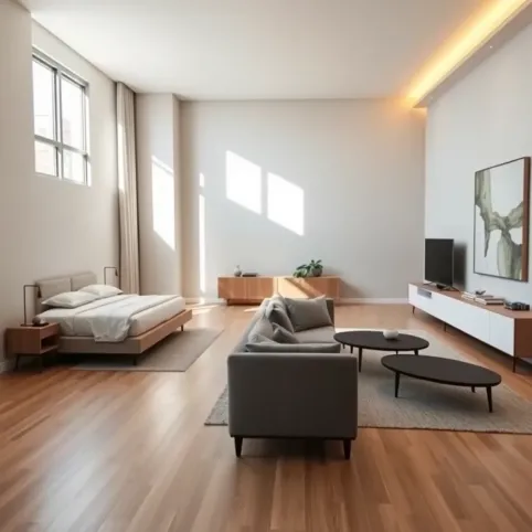 Sypialnią i salon w jednym aranżację