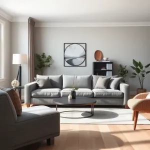 Szarą kanapa w salonie inspiracje