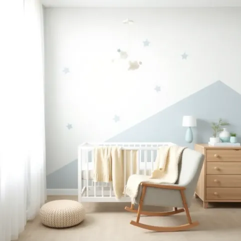 Szaro niebieski pokój dla niemowlaka