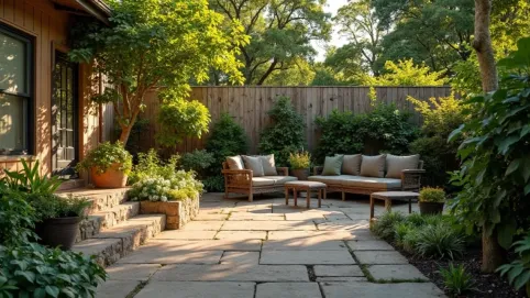 Taras z bloczków ogrodzeniowych