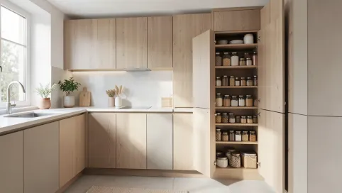 ukryte drzwi do spiżarni w meblach