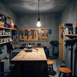 Warsztat w piwnicy w bloku