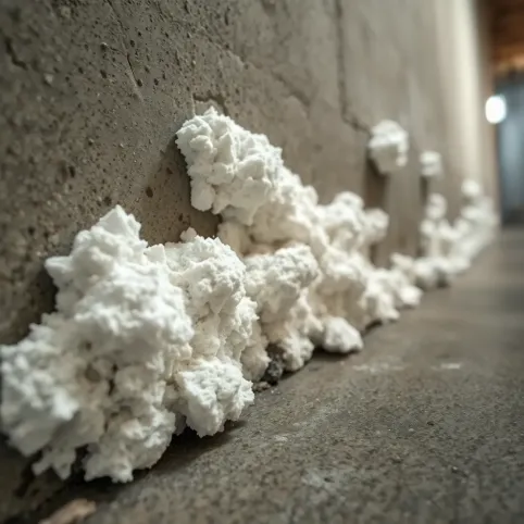 Wykwity na ścianie w piwnicy