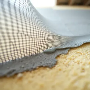 Zatapianie siatki na wełnie mineralnej