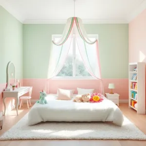 Zielono różowy pokój dla dziewczynki
