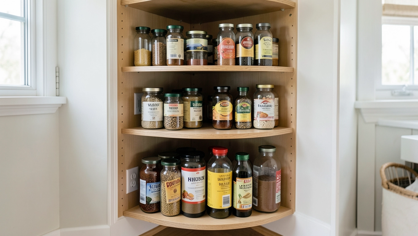 Spiżarnia narożna w meblach