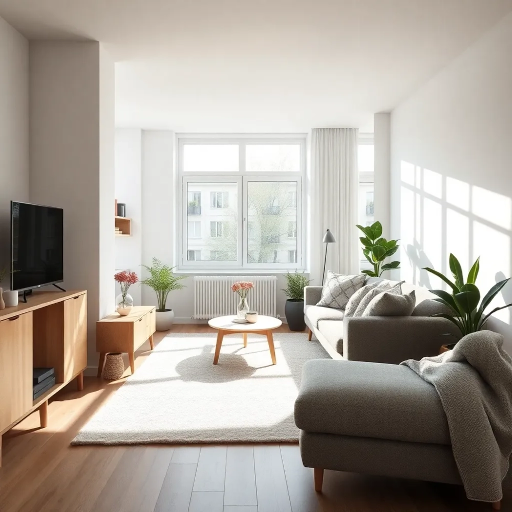 Styl skandynawski salon w bloku