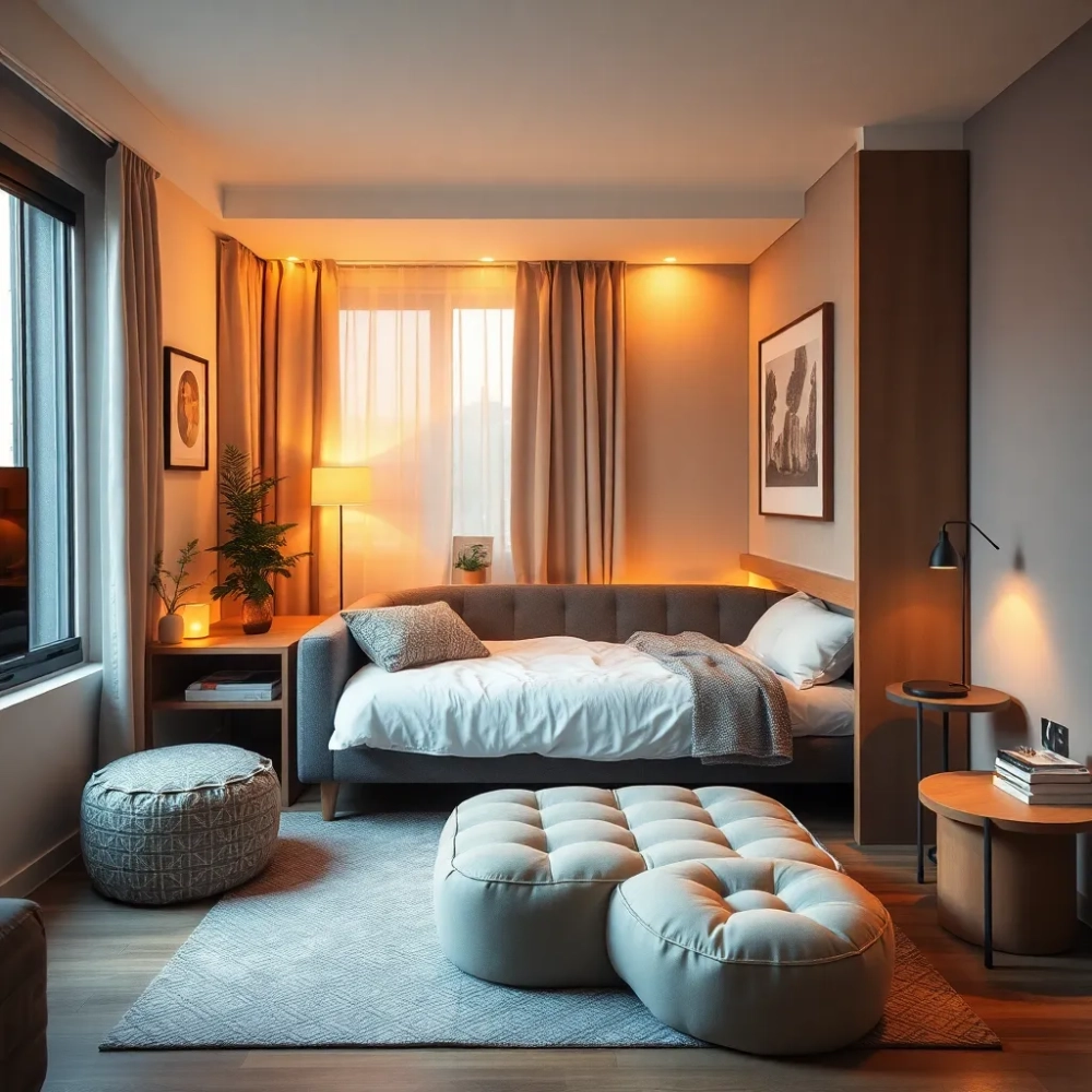 Sypialnia w salonie w bloku