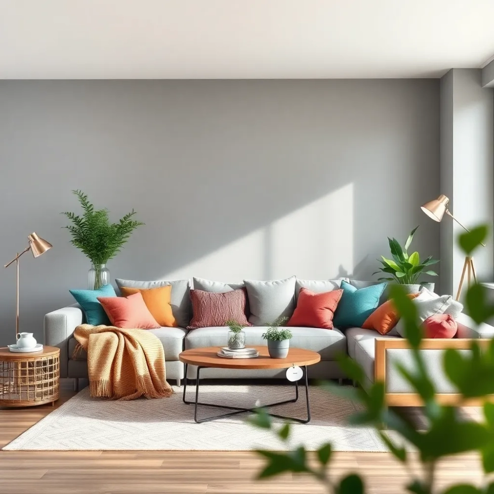 Szare ściany w salonie jakie dodatki