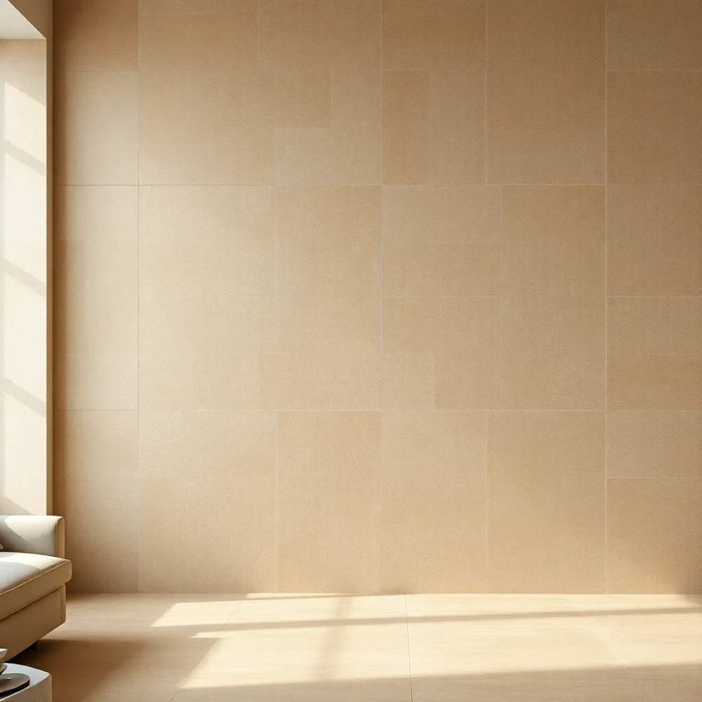 Trawertyn na ścianie w salonie