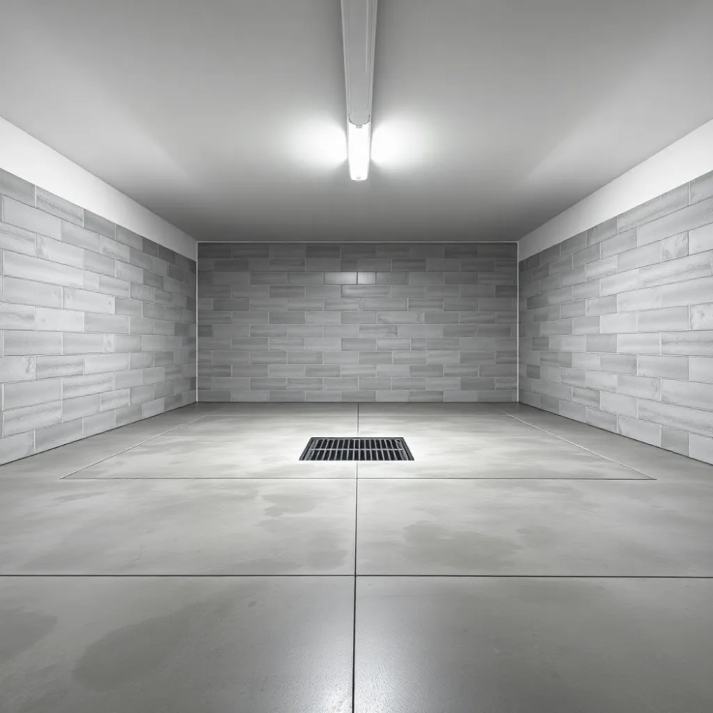 Układanie płytek w kopertę w garażu