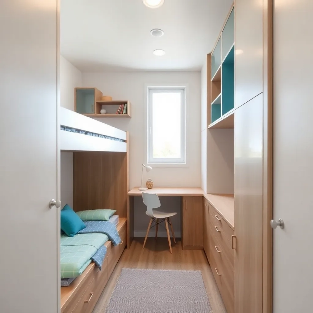 Wąski pokój dla dwójki dzieci