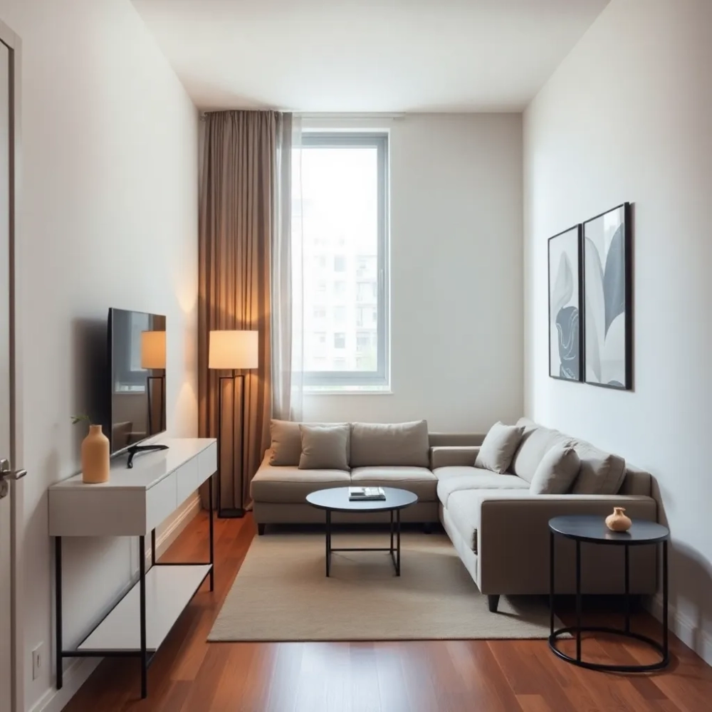 Wąski salon w bloku