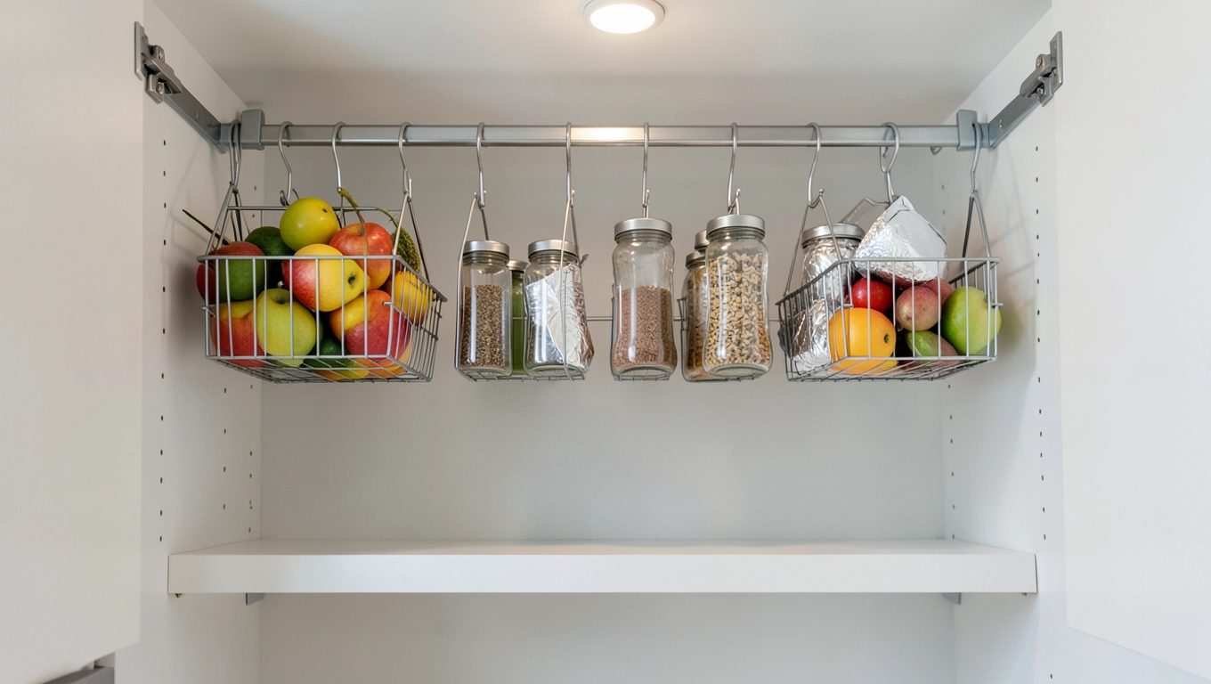 Wiszący organizer w spiżarni