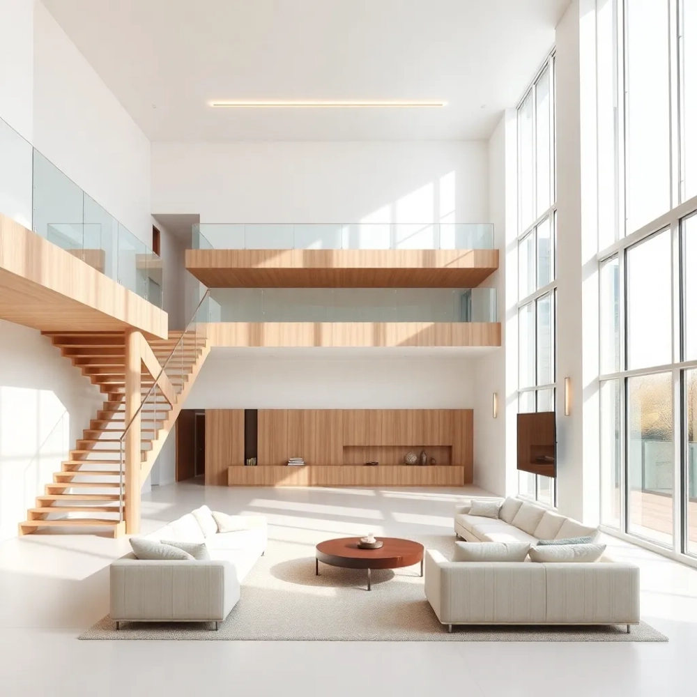 Wysoki salon z antresolą