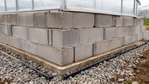 Fundament pod szklarnię z bloczków betonowych
