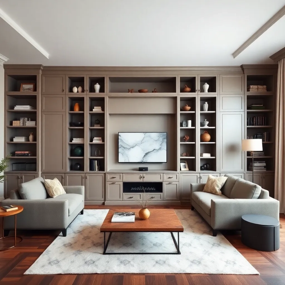 Zabudowa ściany w salonie inspiracje